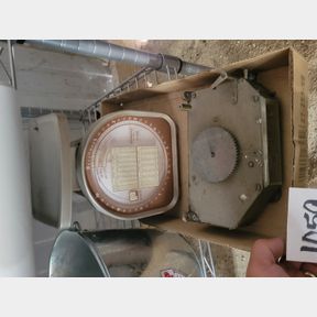 Vintage kitchen scale and heavy brass clockworks