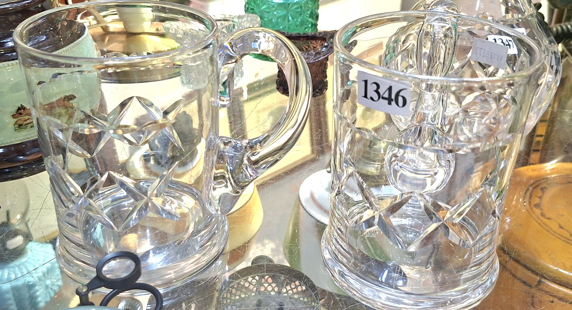 1346 · STUART CRYSTAL PAIR OF TANKARDS