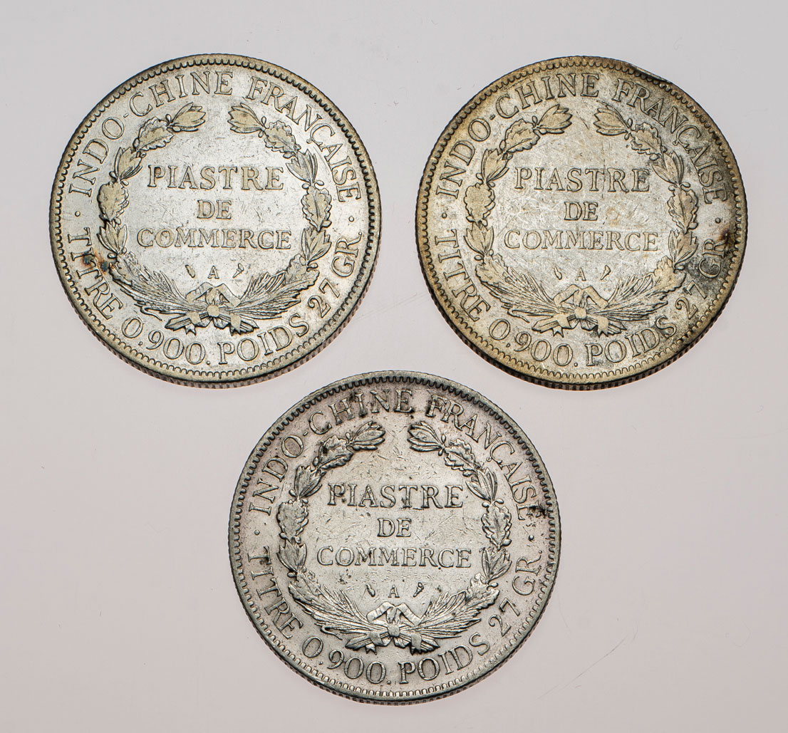 仏領インドシナ-French Indo-China. 美. VF. 女神座像 1ピアストル銀貨