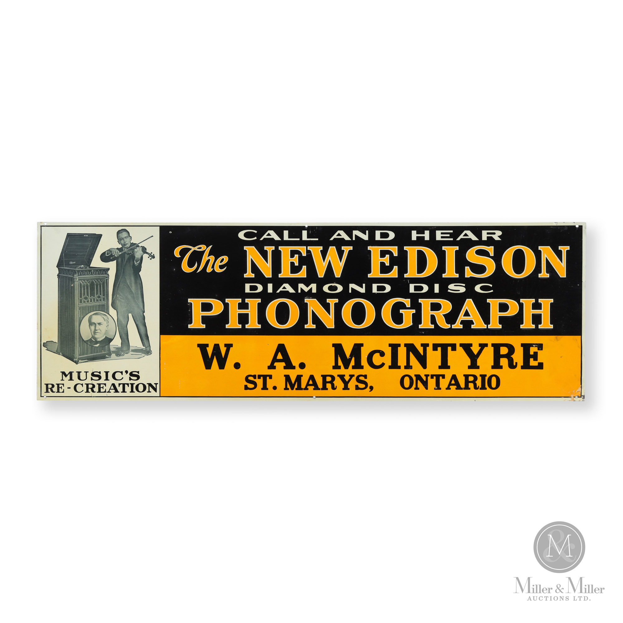 Edison Diamond Disc Phonograph Sign | Miller & Miller Auctions Ltd