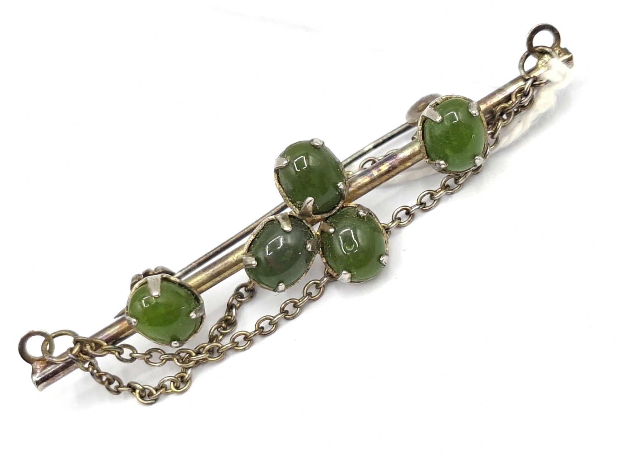 Green Stone Bar Brooch