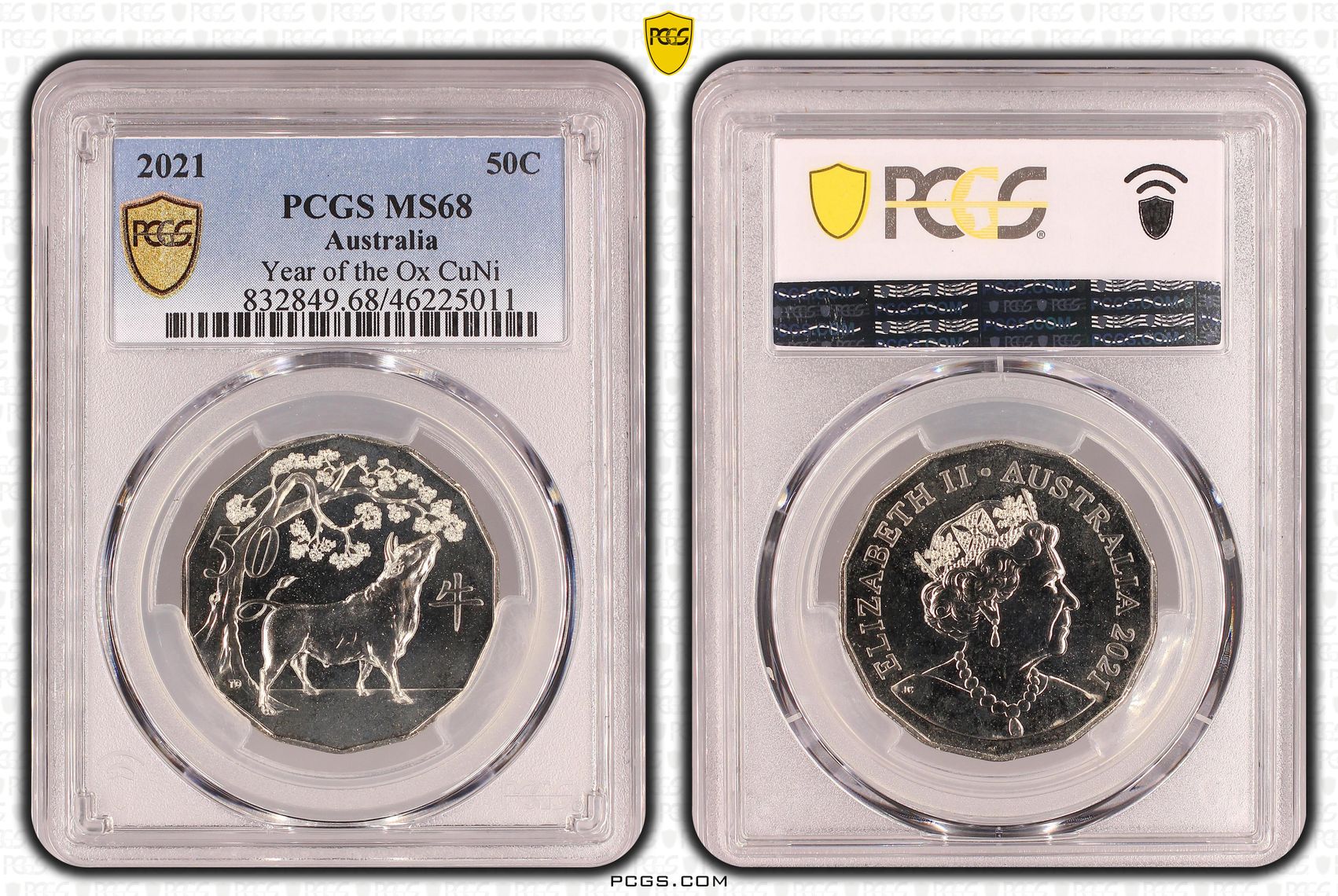 Elizabeth II, Year of the Ox CuNi, Fifty Cent, 2021, PCGS MS68
