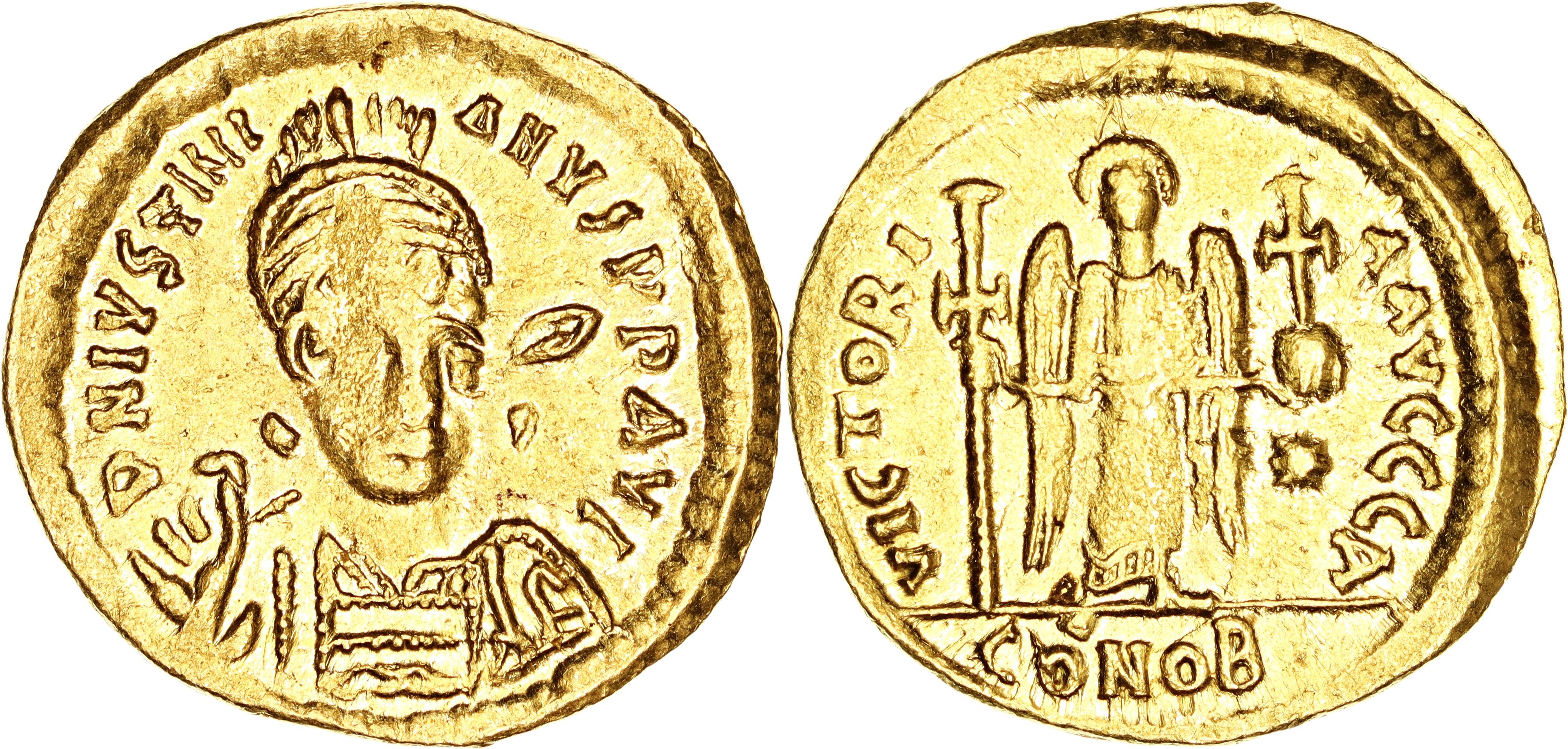 Byzantine Empire, Justinian I, Gold Solidus, 527-538 AD, gVF