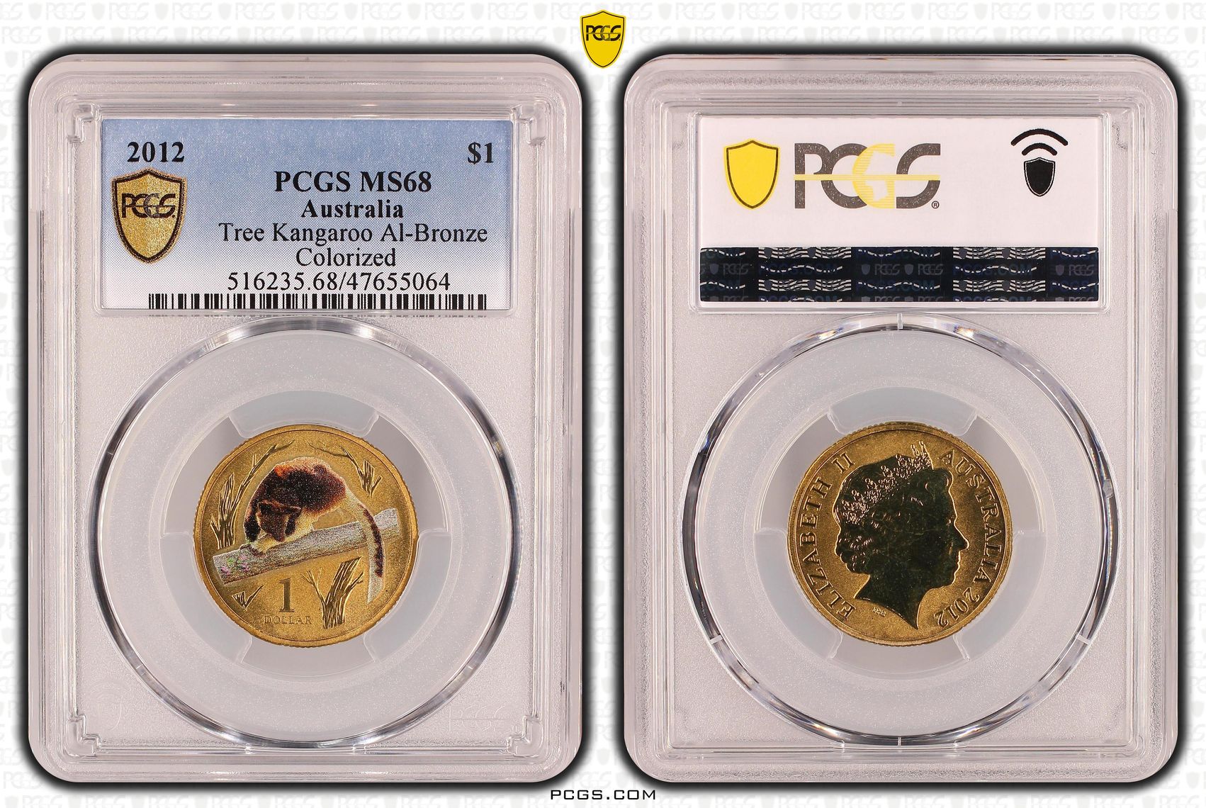 Elizabeth II, Tree Kangaroo Al-Bronze, One Dollar, 2012, PCGS MS68