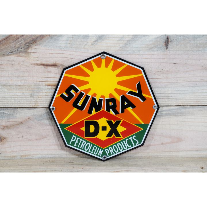 Sunray D-X Petroleum Products Single Sided Porcelain Fence Sign TAC 9.75