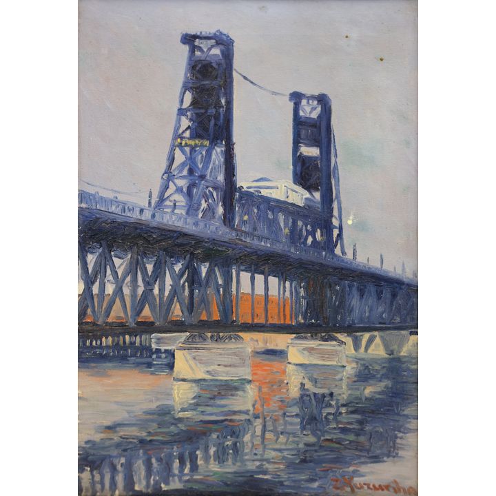Zoichi Yuzuriha ''The Steel Bridge'' 1920's Oil