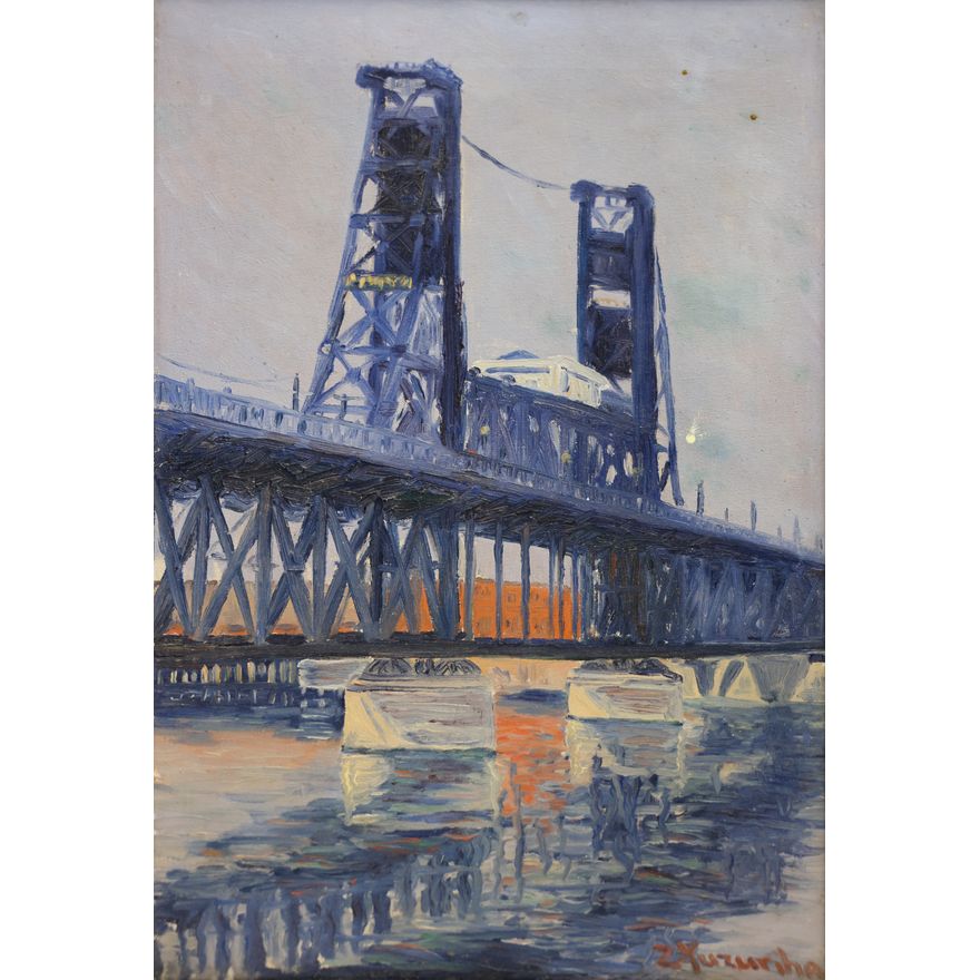 Zoichi Yuzuriha ''The Steel Bridge'' 1920's Oil