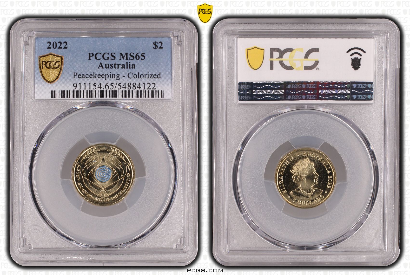 Peacekeeping - Colourised, Two Dollar, 2022, PCGS MS65