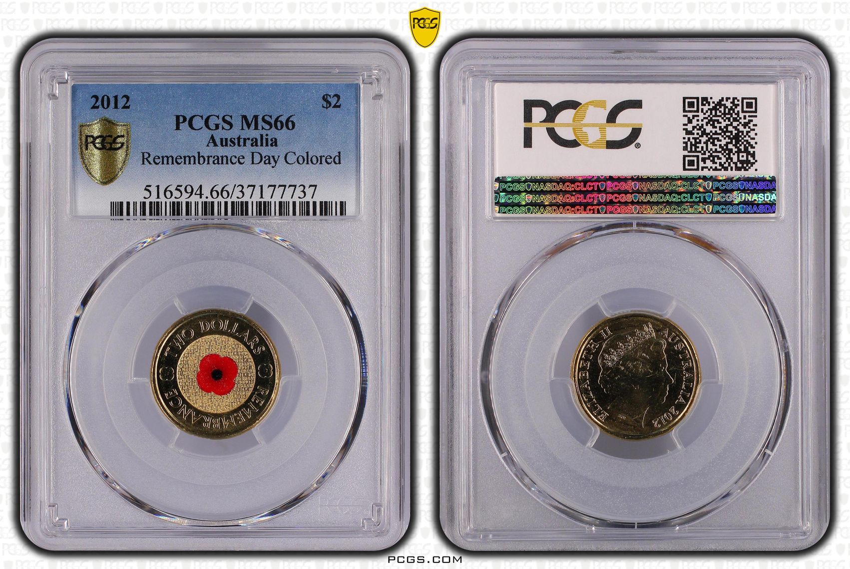Remembrance Day Colored , Two Dollar, 2012, PCGS MS66