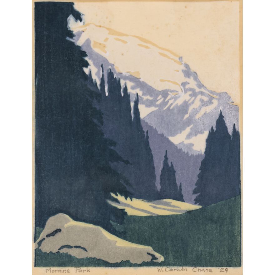 Wendell Corwin Chase ''Moraine Park'' 1929 Woodcut