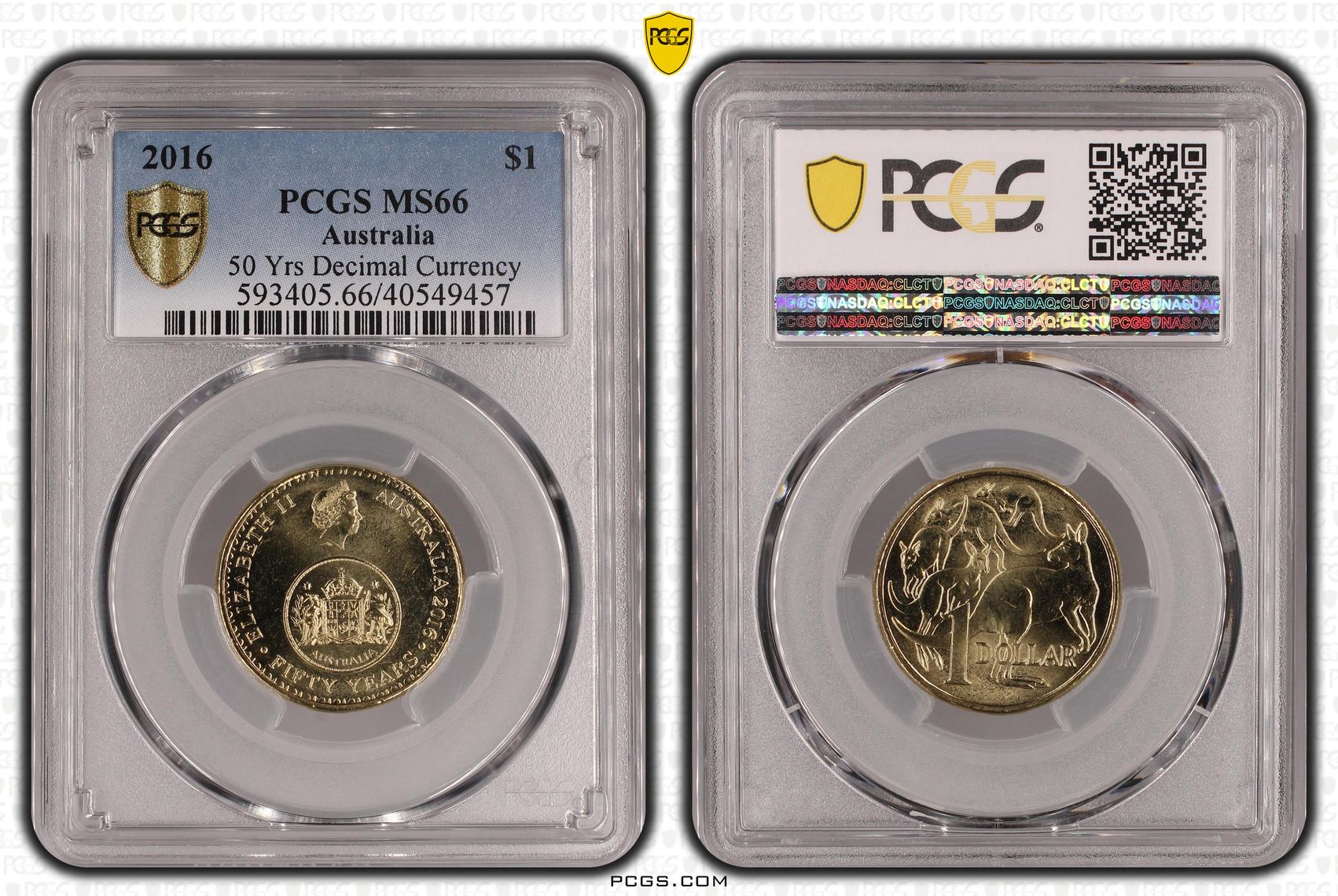 Elizabeth II, 50 Yrs Decimal Currency, One Dollar, 2016, PCGS MS66