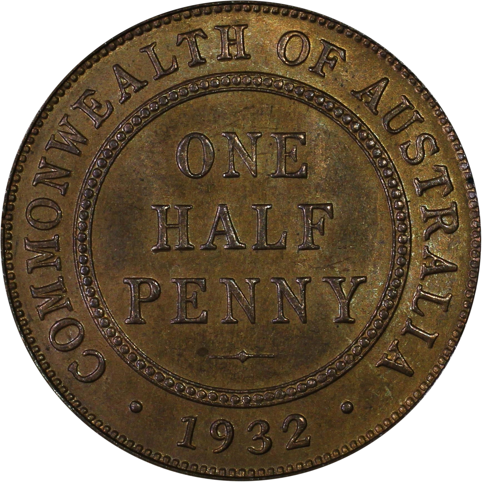 George V, Halfpenny, 1932, MS 64 RB