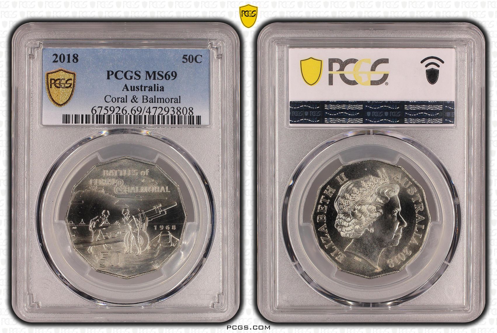 Coral & Balmoral, Fifty Cent, 2018, PCGS MS 69