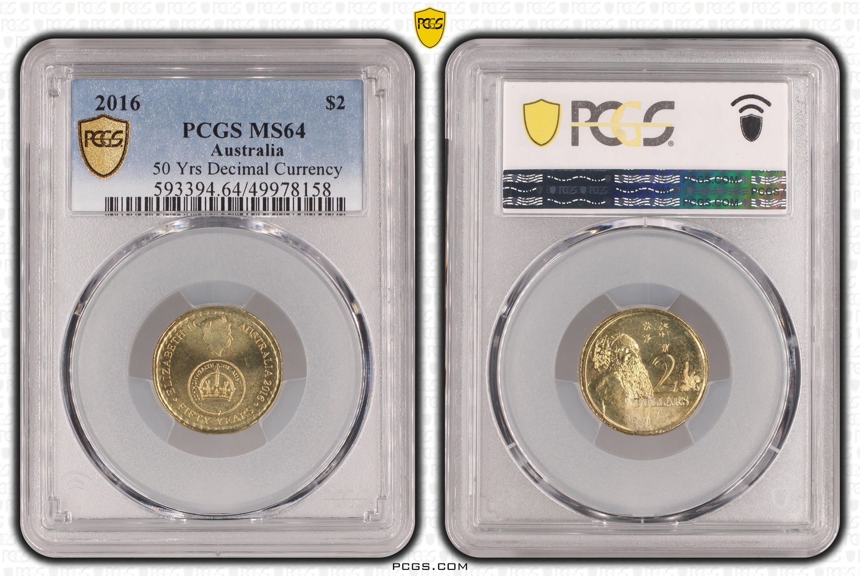 50 Yrs Decimal Currency , Two Dollar, 2016, PCGS MS64