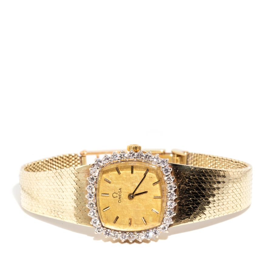 18 Carat Omega Ladies Watch with 1.00 Carats of Diamonds,