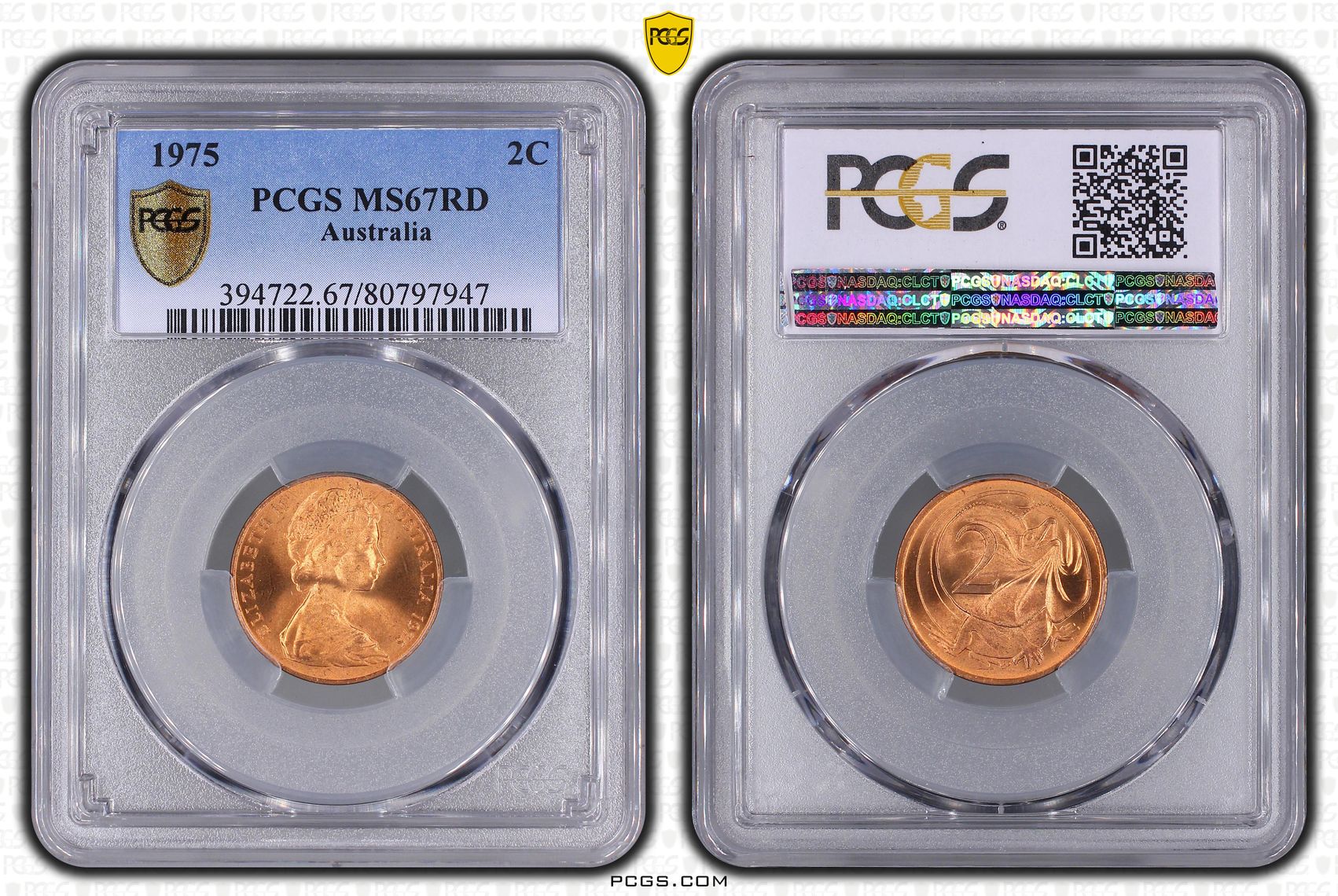 Two Cent, 1975, PCGS MS67RD
