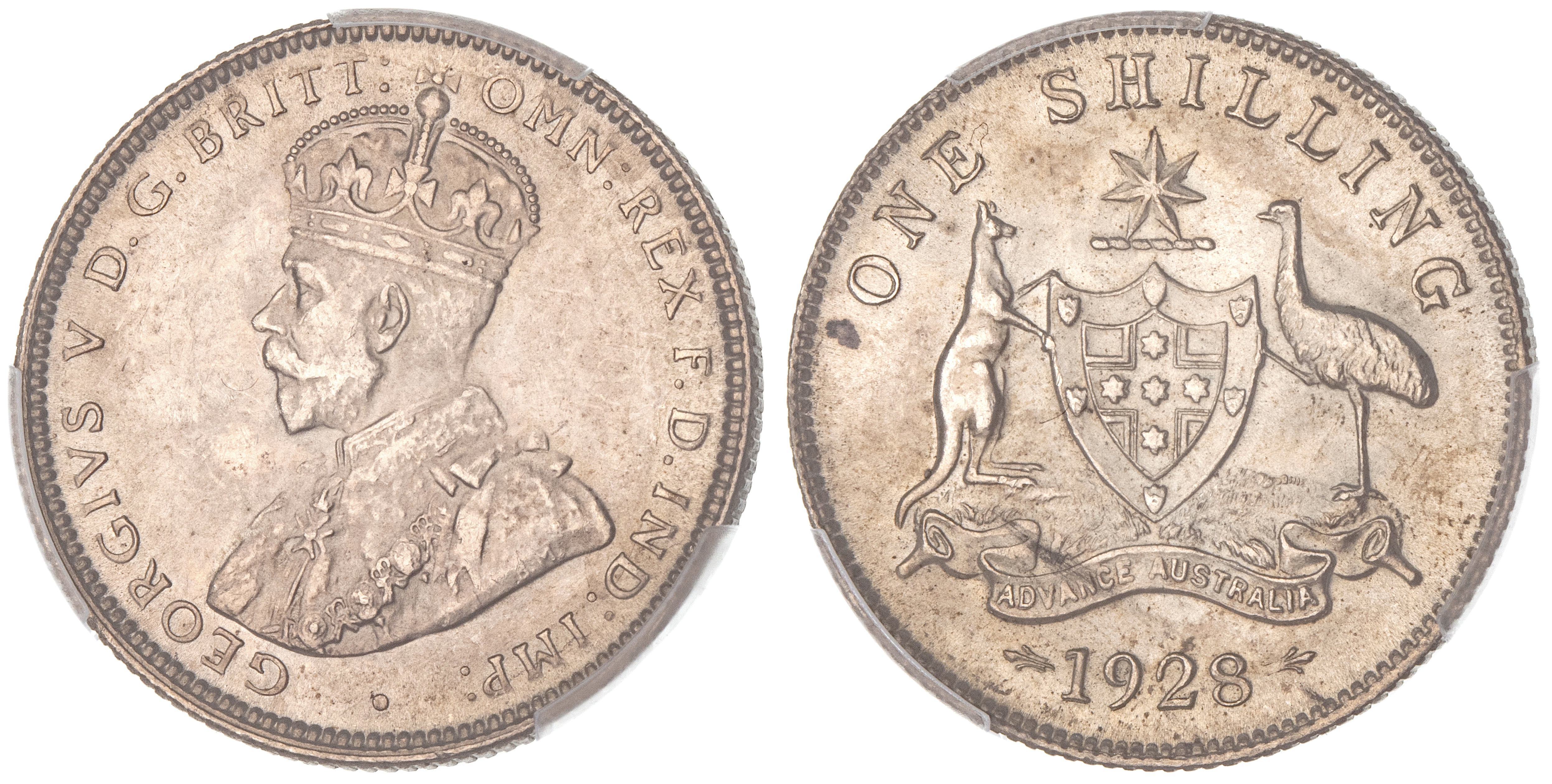 George V, Shilling, 1928, PCGS MS 62