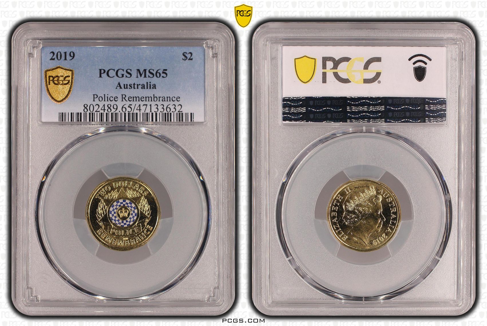 Elizabeth II, Police Remembrance, Two Dollar, 2019, PCGS MS65