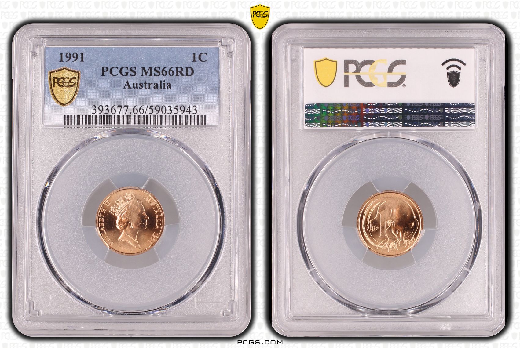 One Cent, 1991, PCGS MS66RD