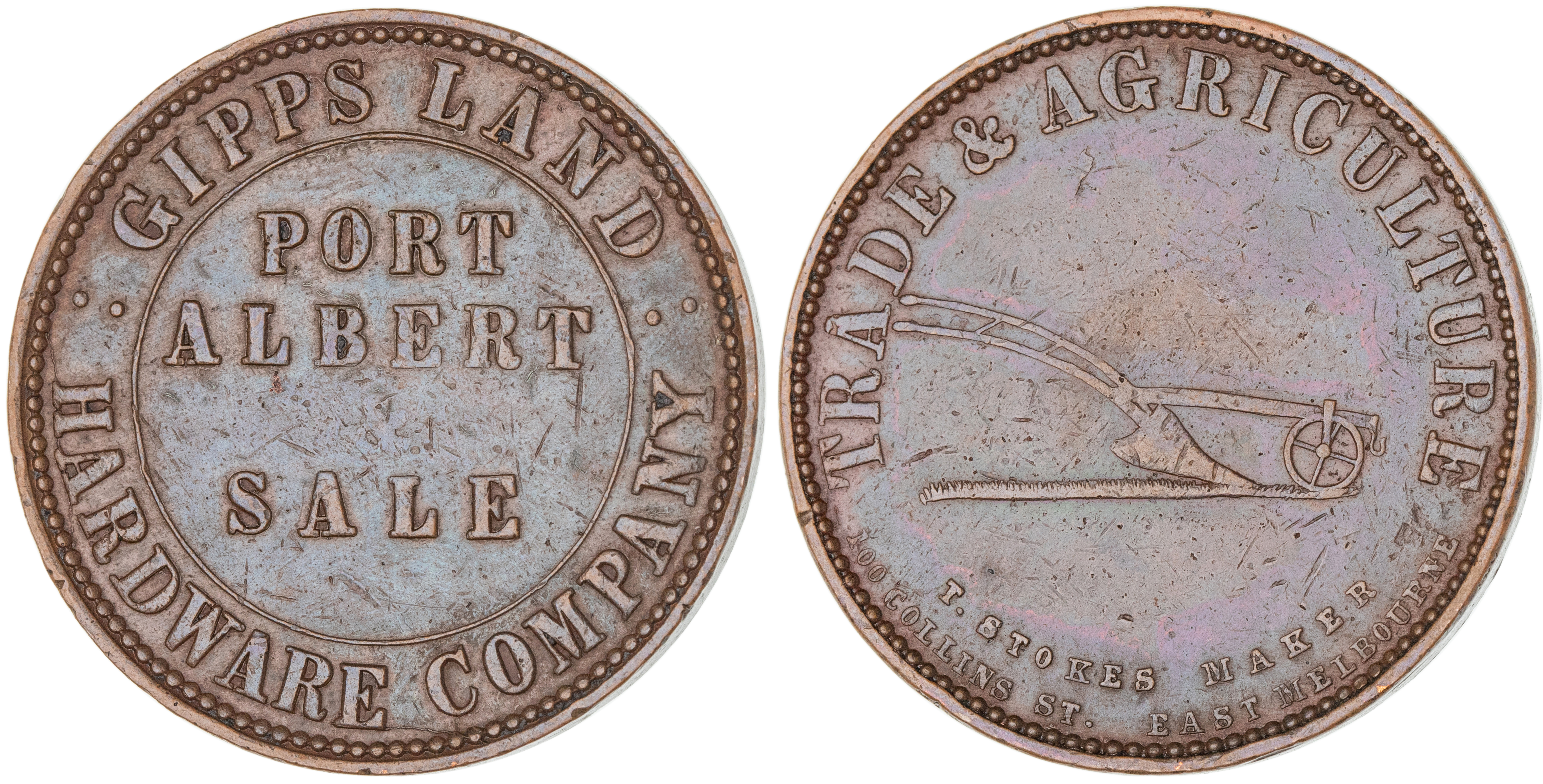 Port Albert & Sale, Victoria, Gippsland Hardware, Penny, 1862, aVF