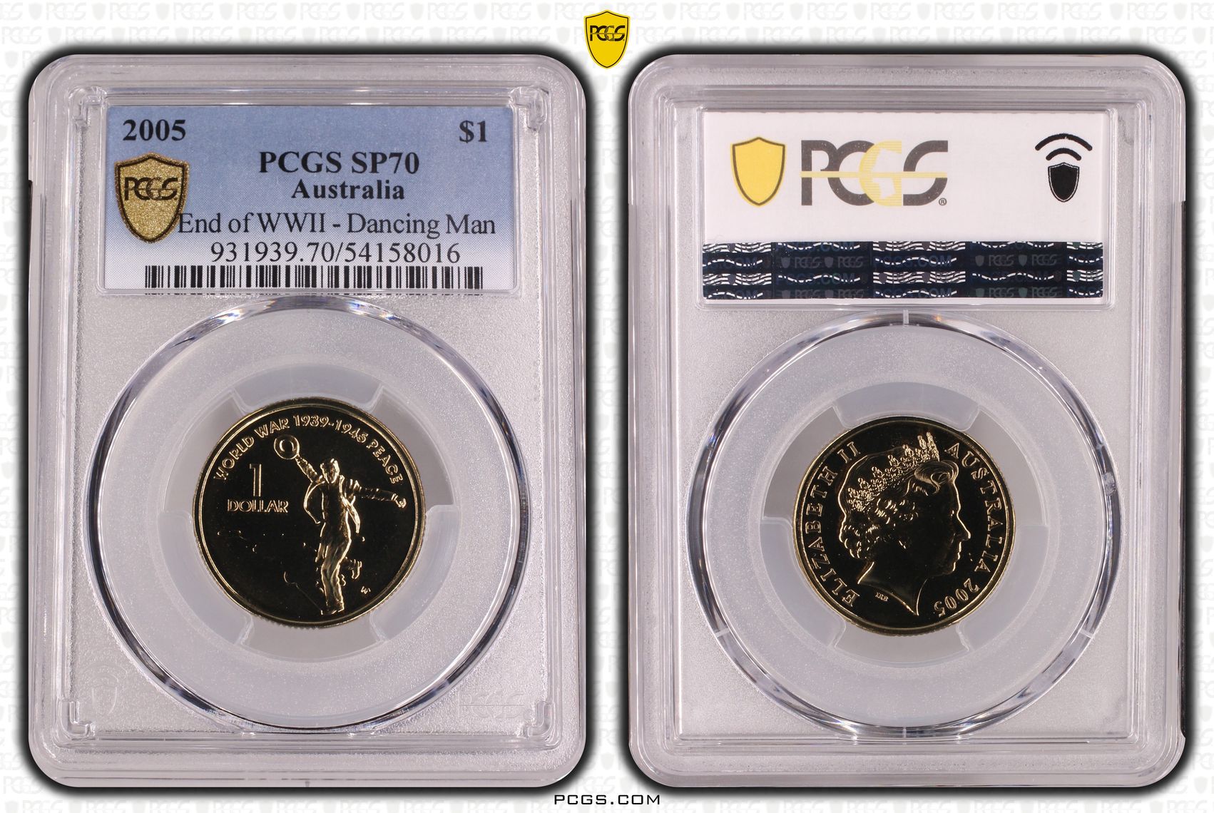 End of WWII - Dancing Man, POP 2/0, One Dollar, 2005, PCGS SP70