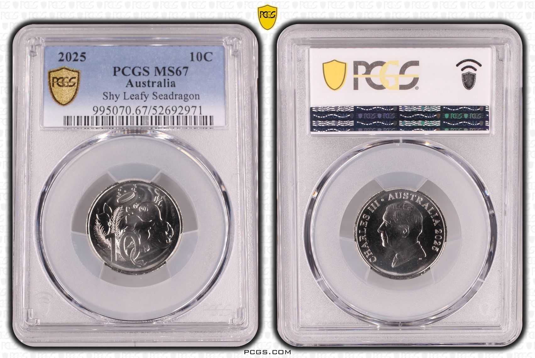 93 · Shy Leafy Seadragon, Ten Cent, 2025, PCGS MS67
