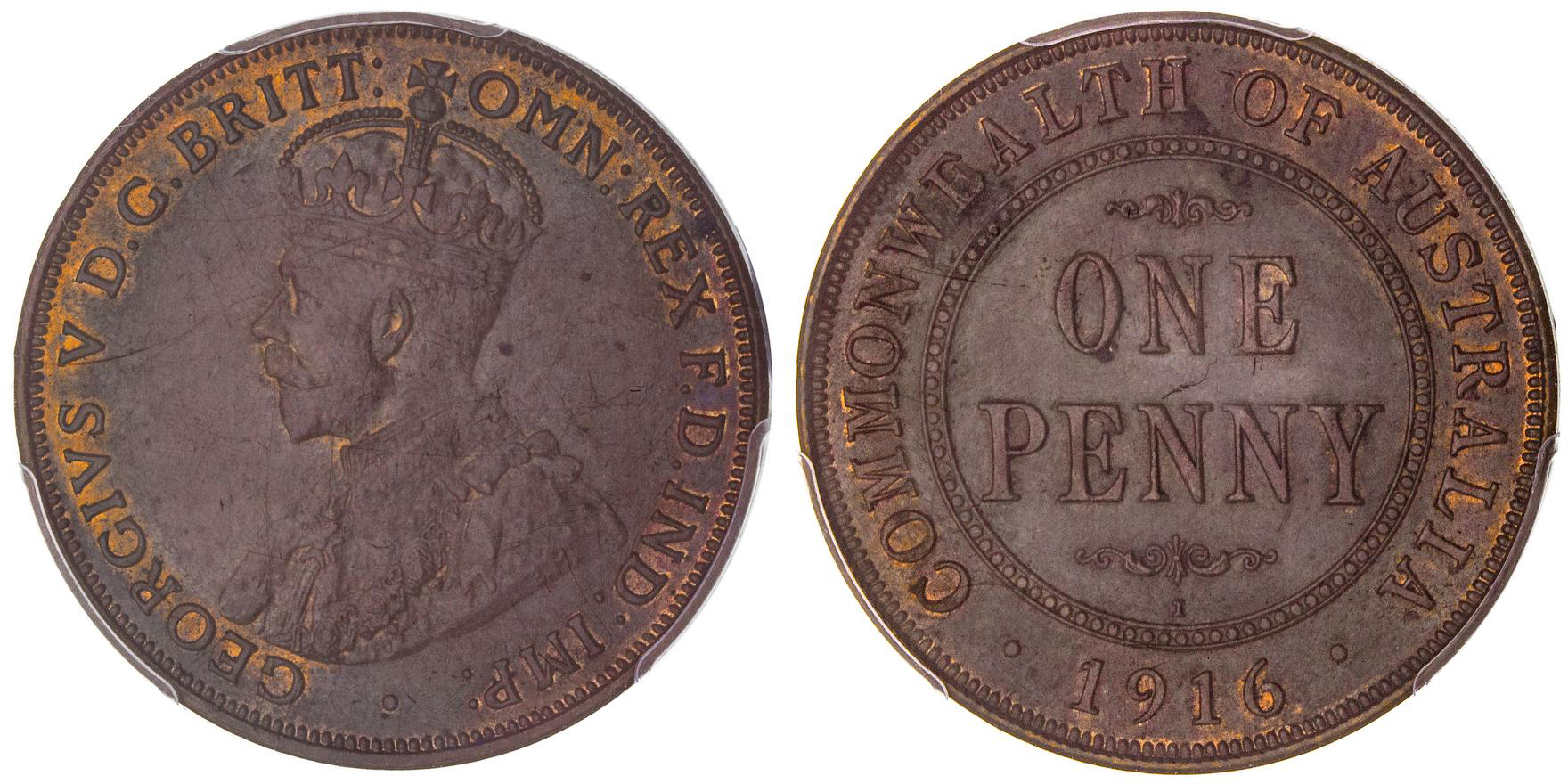 George V, Penny, 1916-I, PCGS UNC Details