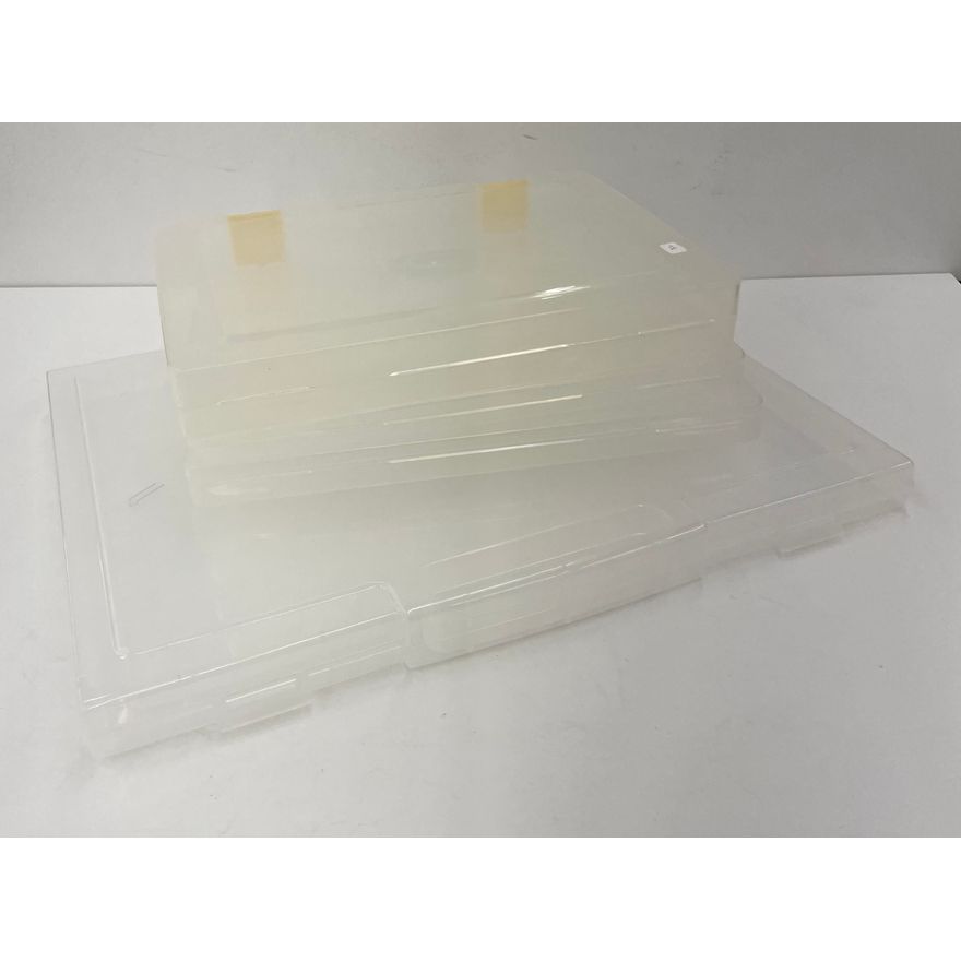 4pc Plastic Document Boxes. Largest 13x17x1.5"