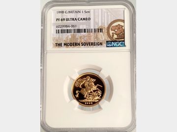 1998 ELIZABETH II PROOF GOLD SOVEREIGN PF69 ULTRA CAMEO