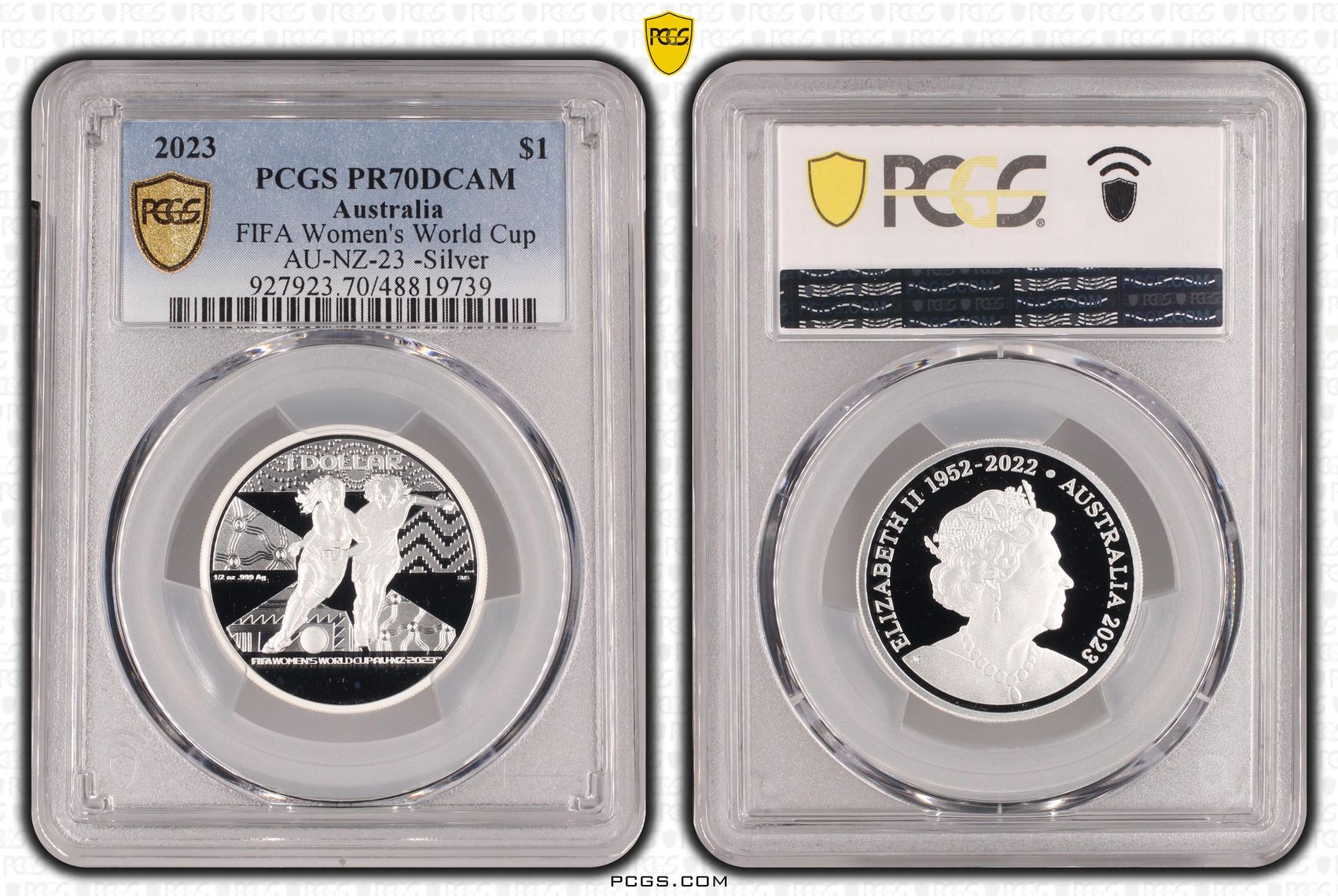 FIFA Women's World Cup AU-NZ-23 Silver, POP 2/0, One Dollar, 2023, PCGS PR70DCAM