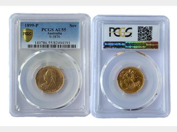 1899 Queen Victoria Old Head Perth Mint Gold Sovereign PCGS AU55.