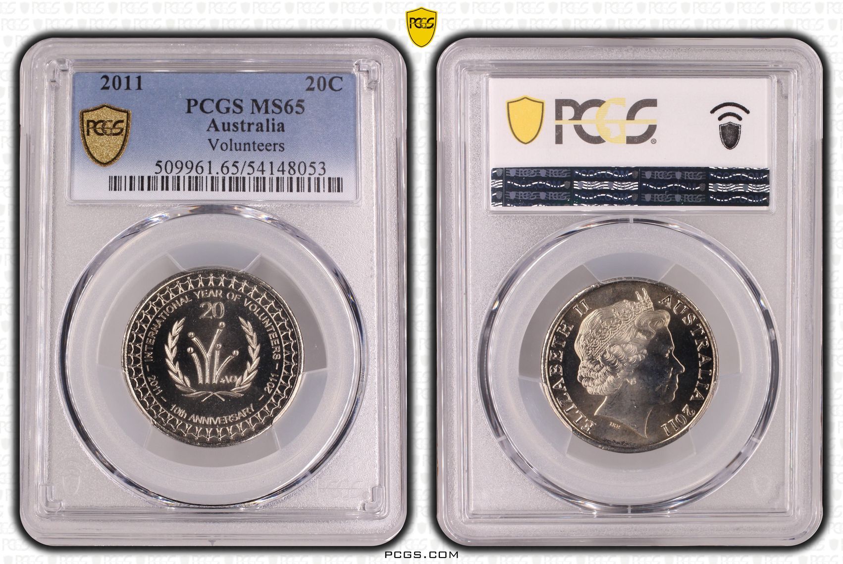 Volunteers, Twenty Cent, 2011, PCGS MS65