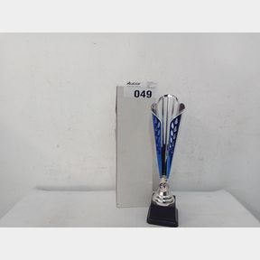 PREMIER SILVER BLUE MEDIUM 36CM TROPHY ON BLACK BASE -