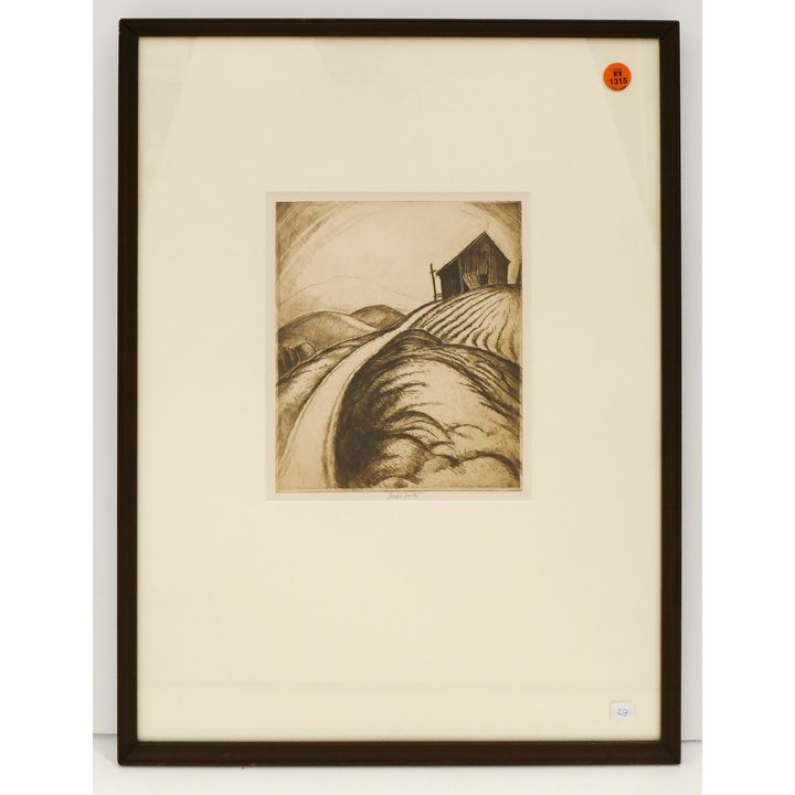 Jules Andre Smith Country Road Scene Etching Framed- 20x15''