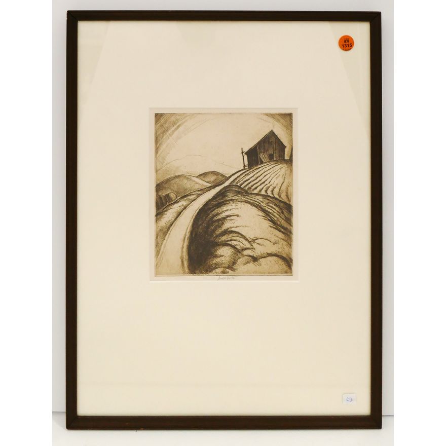 Jules Andre Smith Country Road Scene Etching Framed- 20x15''