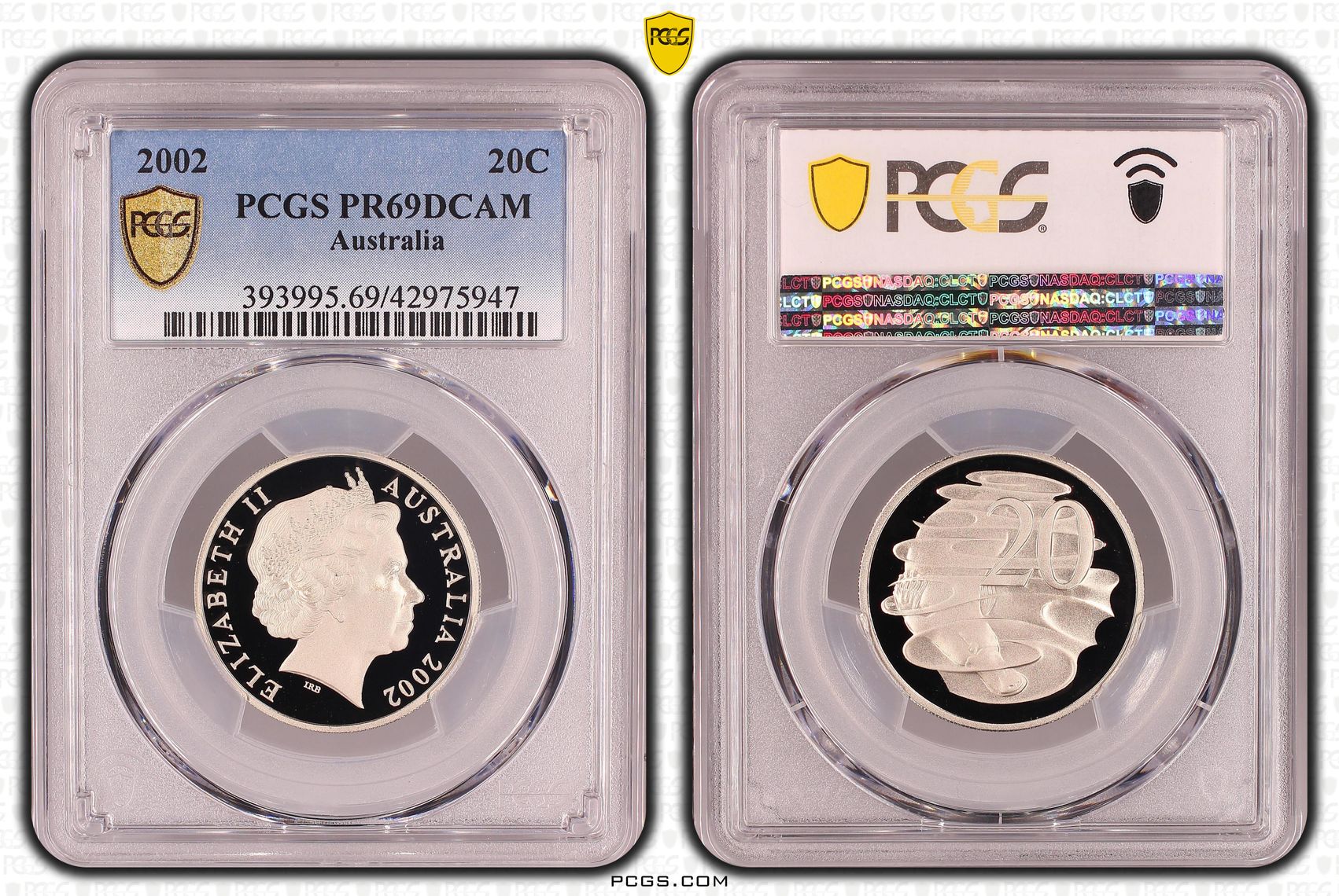 Twenty Cent, 2002, PCGS PR69DCAM