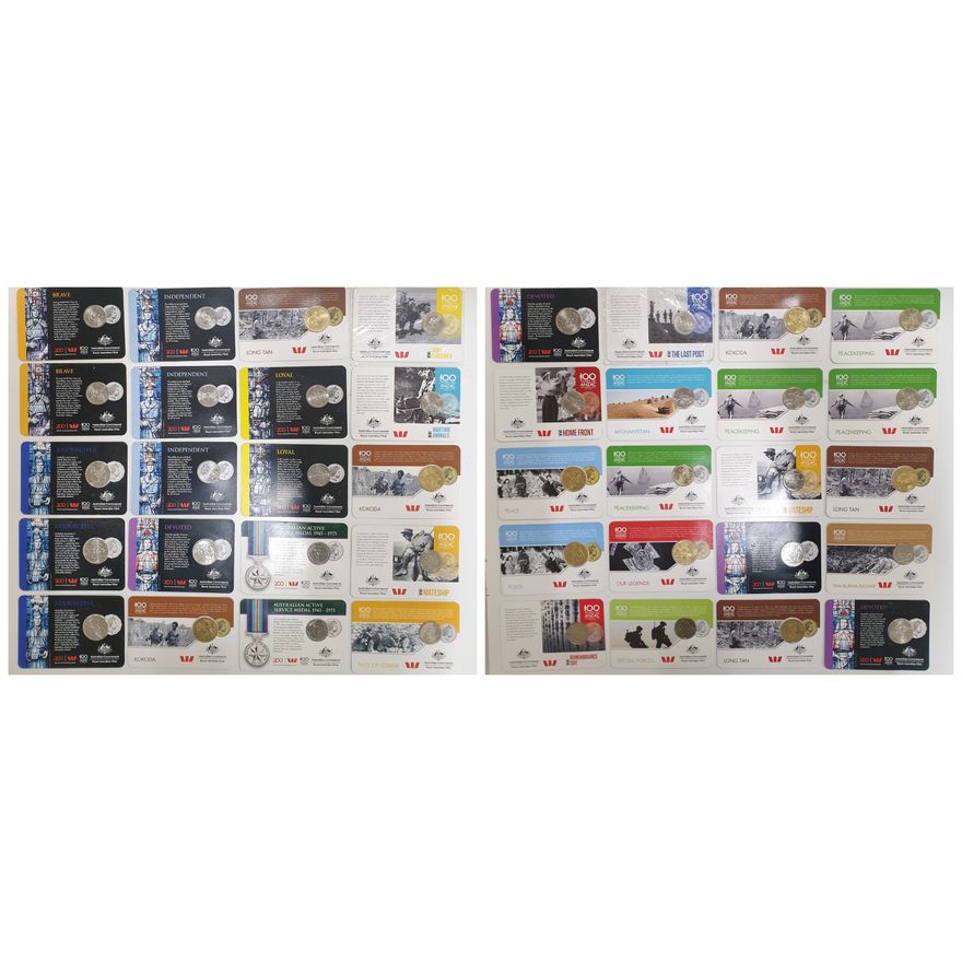 ANZAC / Westpac Carded Coins (x40)