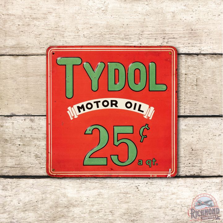 9" Tydol Motor Oil 25c Metal Sign TAC 8.75