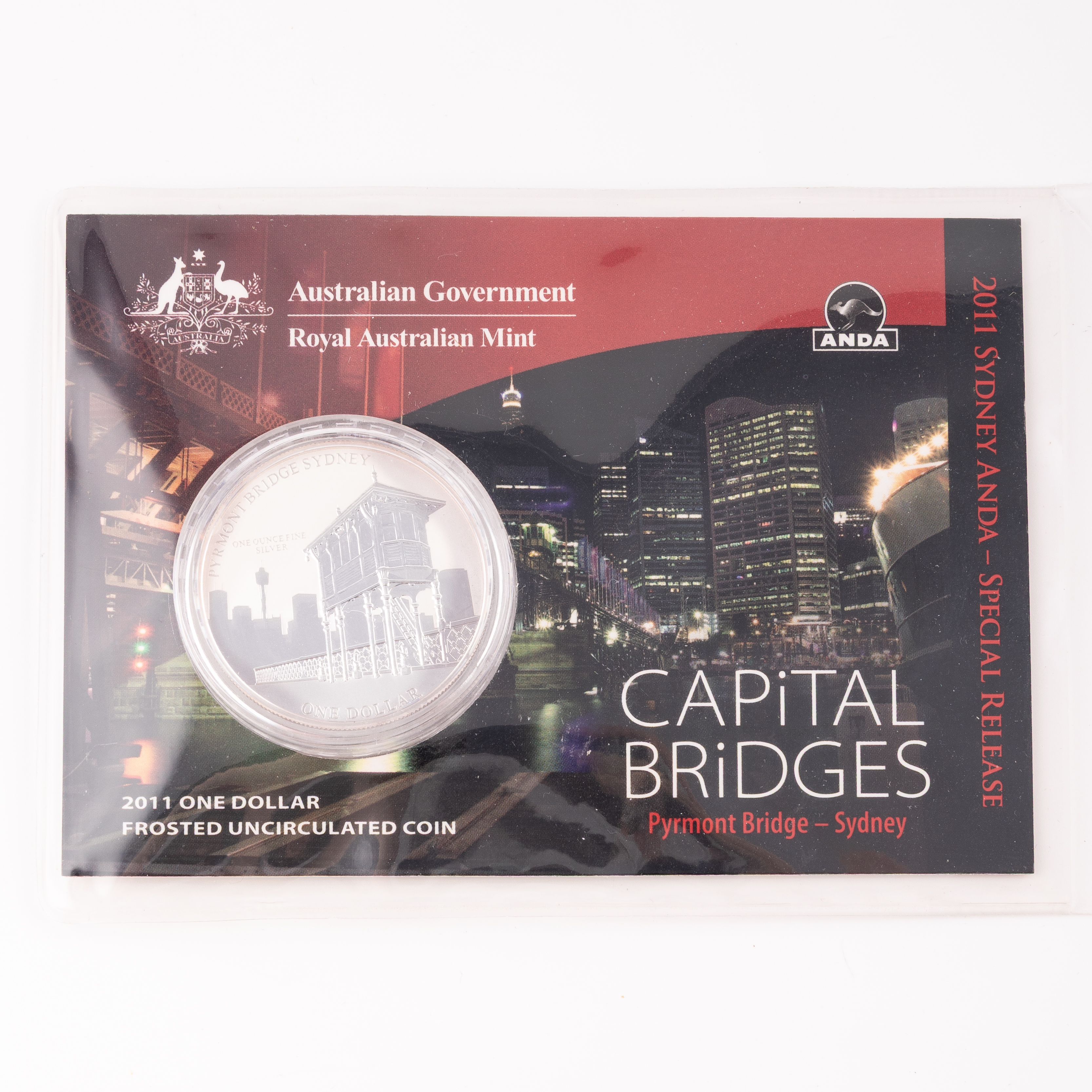 Elizabeth II, RAM - Capital Bridges Pyrmont Bridge, Sydney, One Dollar, 2011, UNC