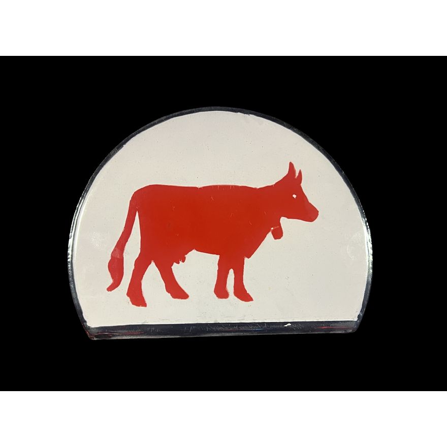 Generic Red Cow Farming Porcelain Topper Sign