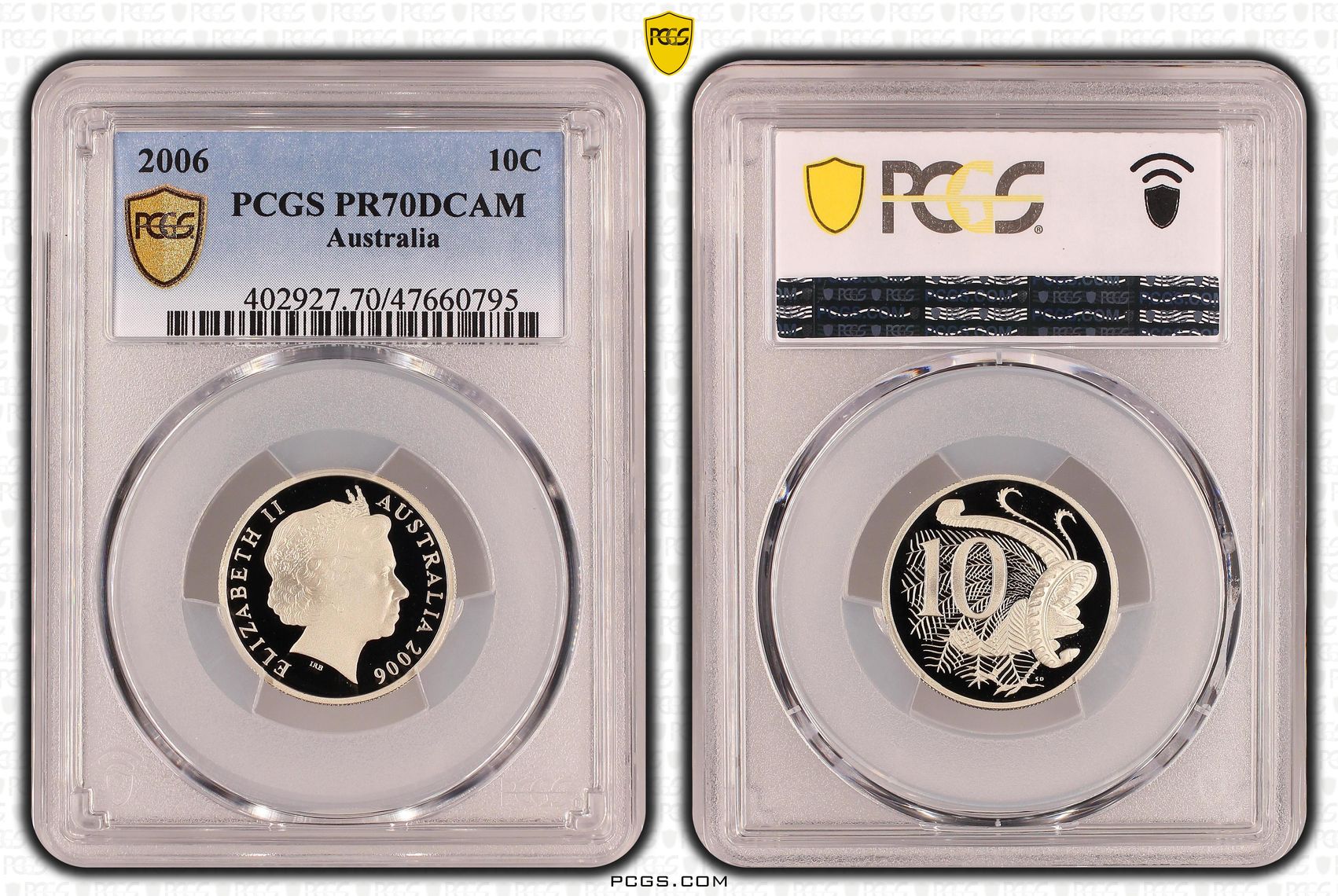Elizabeth II, Ten Cent, 2006, PCGS PR70DCAM