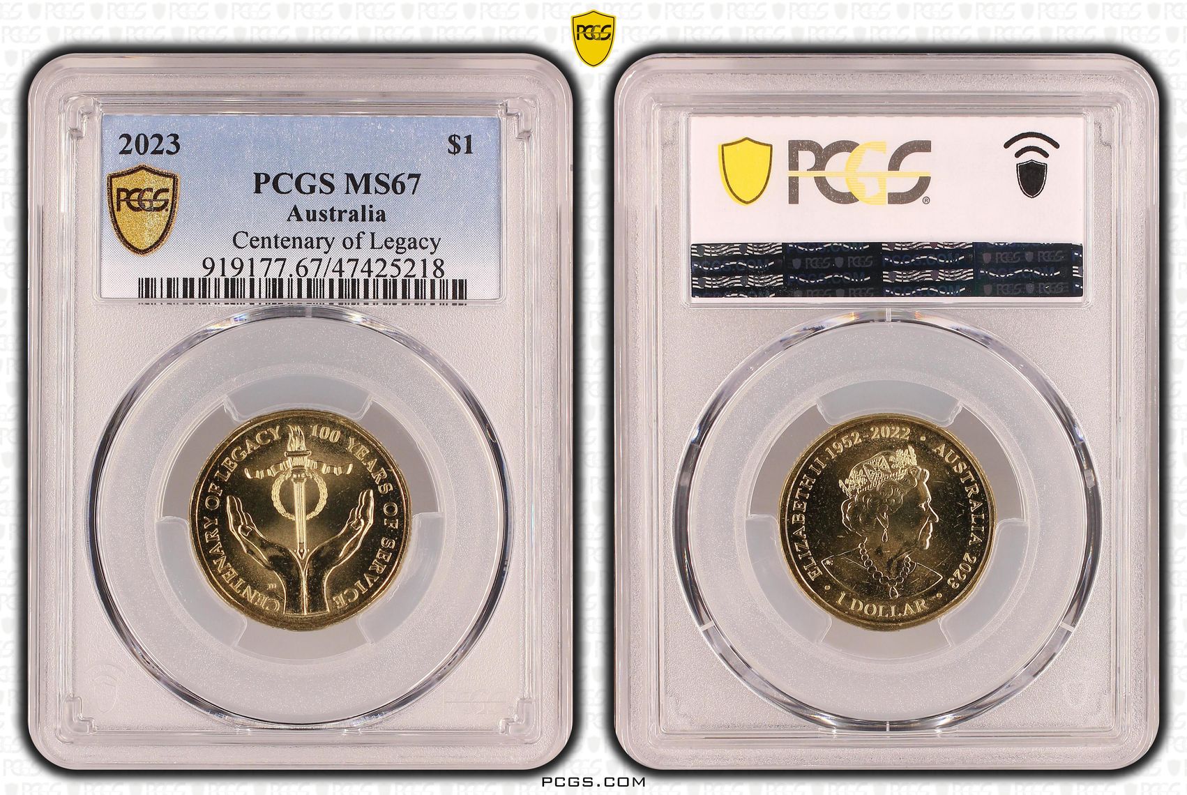 Elizabeth II, Centenary of Legacy, One Dollar, 2023, PCGS MS67