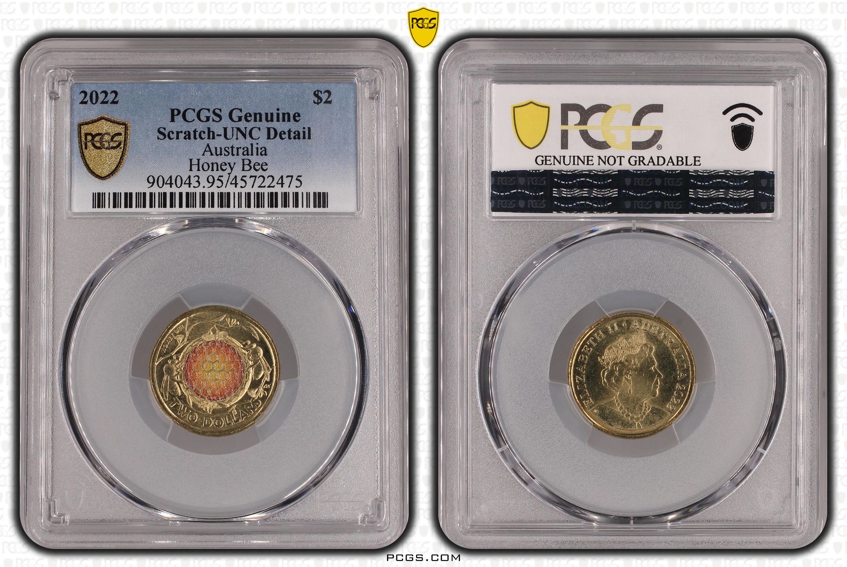 Elizabeth II, Honey Bee, Two Dollar, 2022, PCGS Genuine - UNC Details (95 - Scratch)