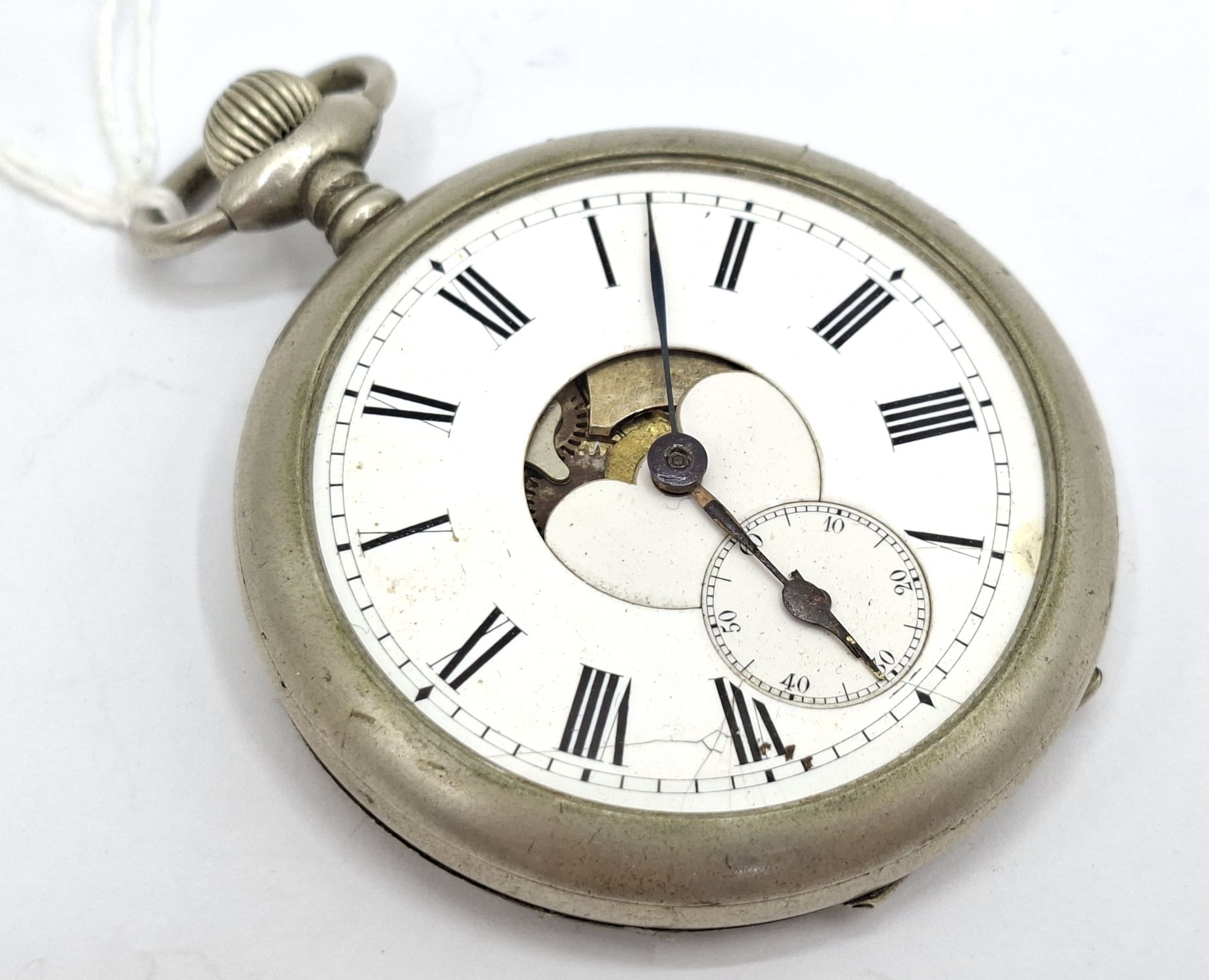 1114 · ANTIQUE SKELETON OPEN FACED POCKET WATCH
