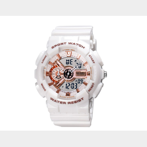 LADIE'S SHOCK RESISTANT DUAL TIME CHRONOGRAPH WATCH - WHITE