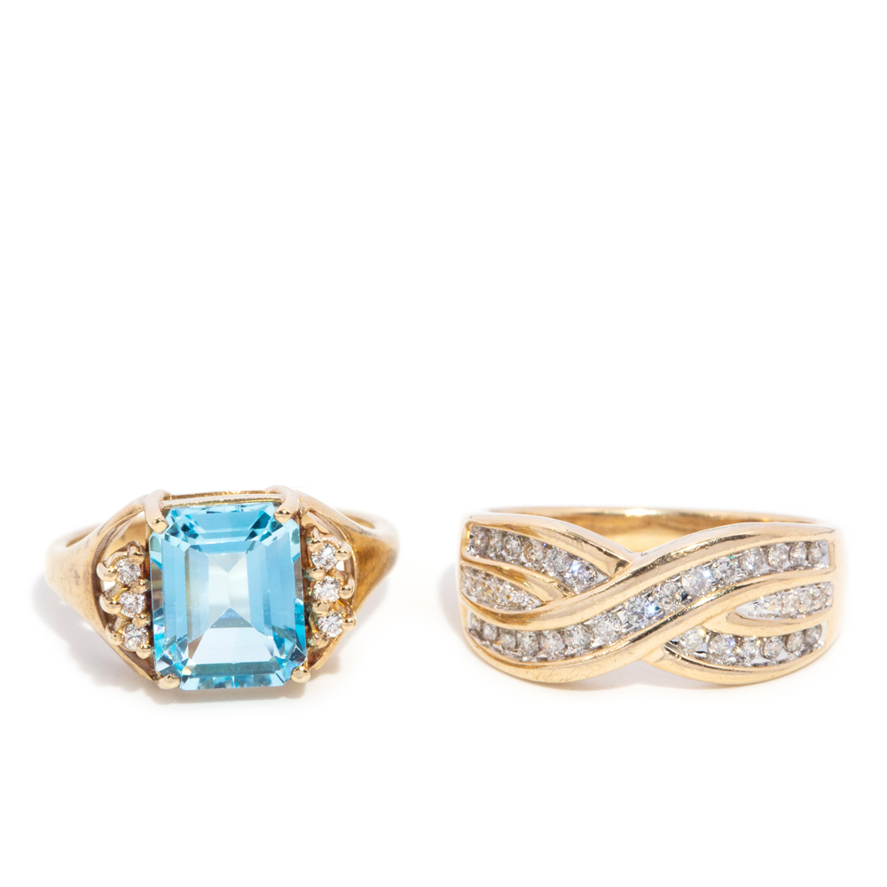 46 · Two Topaz & Diamond 9ct Gold Rings