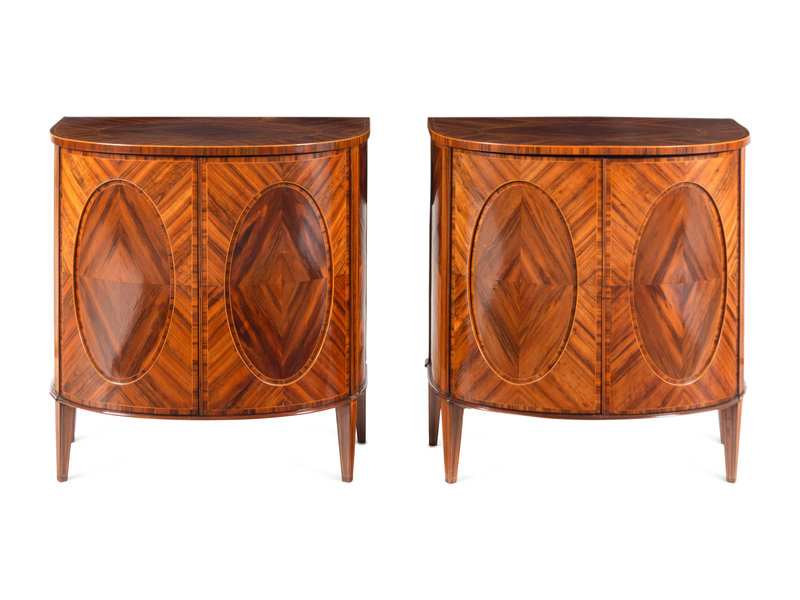 A Pair of George III Goncalo Alves Demilune Cabinets 