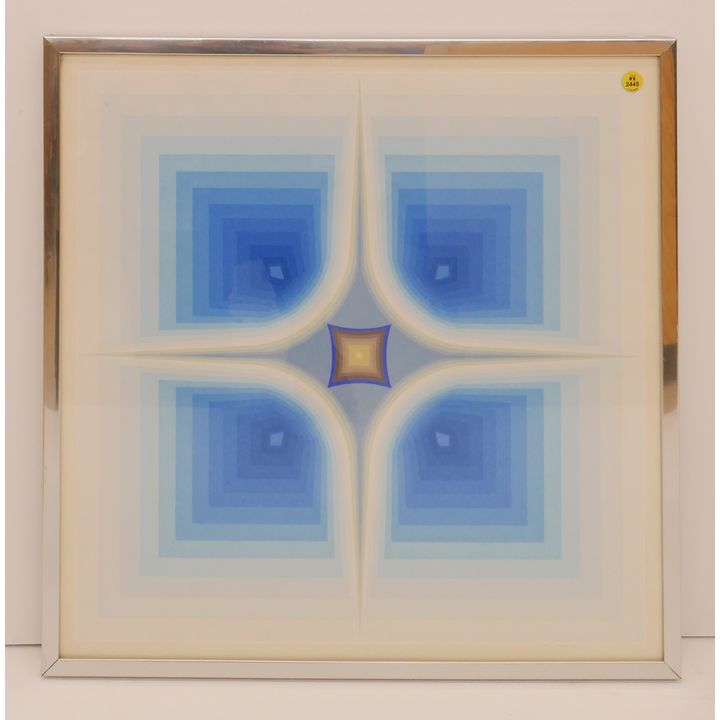 Ryo Tokita (20th Cent. Japanese) ''Blue - A'' Serigraph Framed 23.5''x23.5''