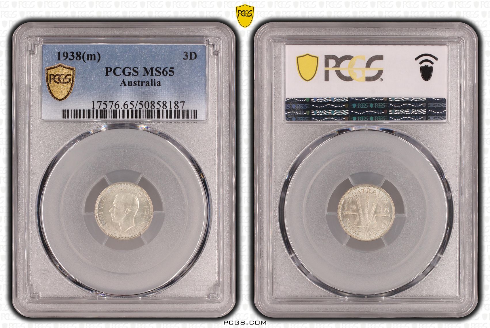 Threepence, 1938(m), PCGS MS65