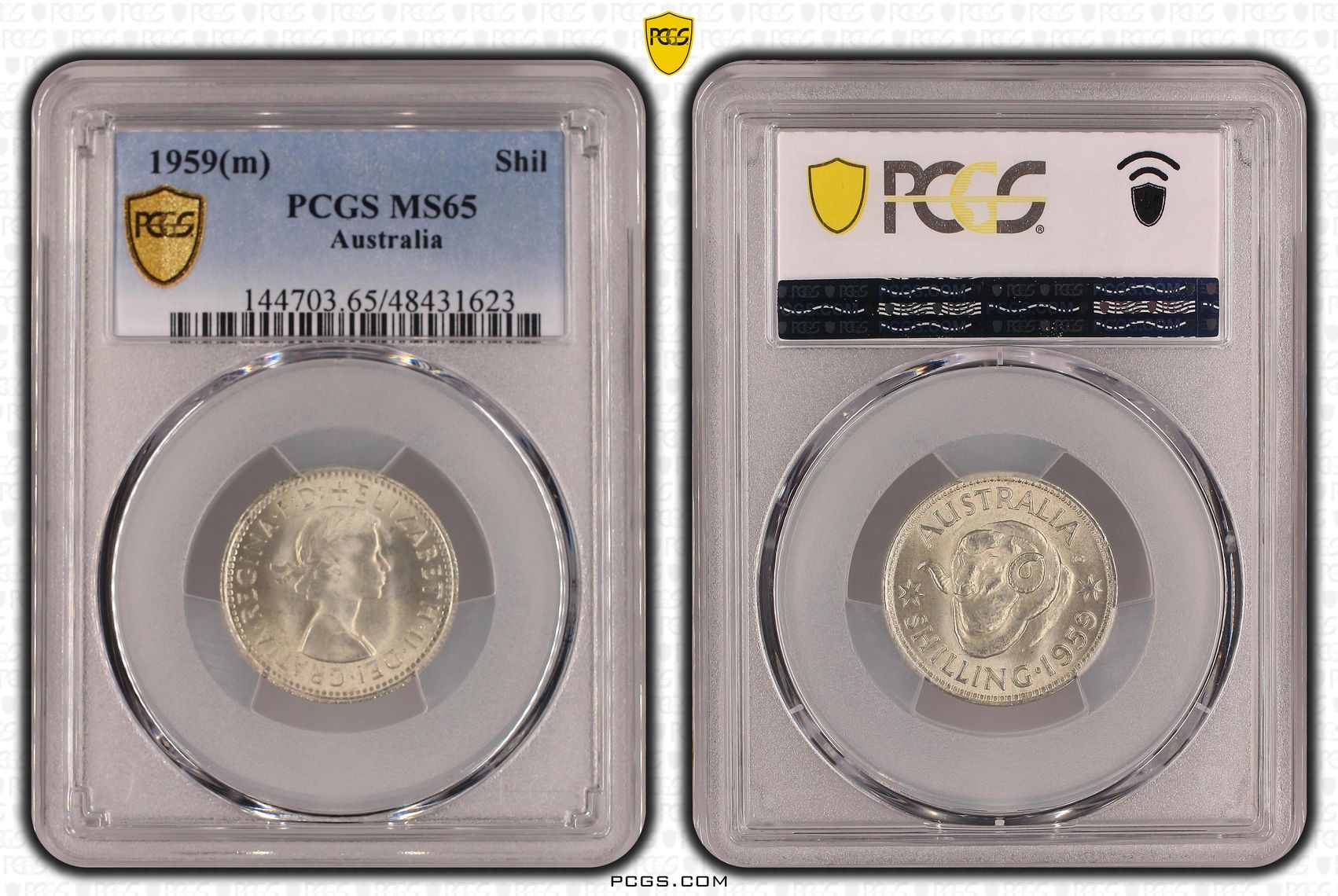 Shilling, 1959(m), PCGS MS 65